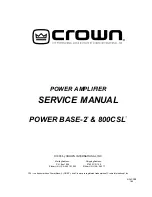 Предварительный просмотр 1 страницы Crown 800 CSL Service Manual