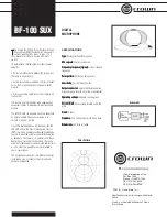 Preview for 1 page of Crown BF-100 SUX Specification Sheet