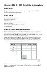 Preview for 1 page of Crown CDi2 600 Addendum