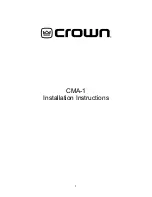 Crown CMA-1 Installation Instructions Manual preview