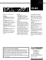 Предварительный просмотр 2 страницы Crown Com-Tech CT-410 Specifications