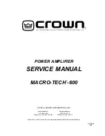 Предварительный просмотр 1 страницы Crown Macro tech 600 Service Manual