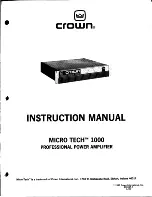 Preview for 2 page of Crown MICRO TECH 1000 Instruction Manual