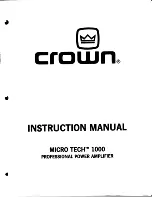 Предварительный просмотр 1 страницы Crown Micro-Tech 1000 Instruction Manual