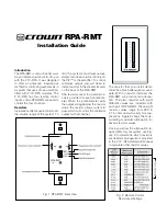 Preview for 1 page of Crown RPA-RMT Installation Manual