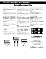 Preview for 2 page of Crown Sound Grabber II Quick Reference