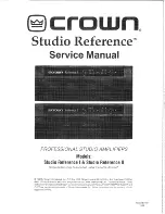 Предварительный просмотр 1 страницы Crown Studio Reference II Service Manual