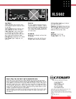 Предварительный просмотр 2 страницы Crown XLS 602 Specifications