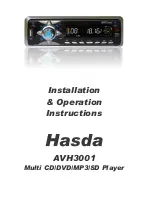 CRUISING ELECTRONICS Hasda AVH3001 Operation Manual предпросмотр