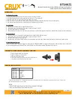 Предварительный просмотр 2 страницы Crux BTS-MZ1 Quick Start Quide