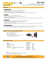 Предварительный просмотр 2 страницы Crux BTS-VW2 Installation Instructions