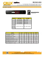 Preview for 2 page of Crux Sightline RVCAD-81H Quick Start Manual