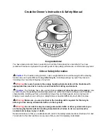CRUZBIKE Freerider Owner'S Instruction & Safety Manual preview