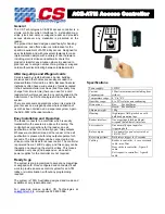 Preview for 1 page of CS Technologies ACE-ATM Installation And Operation