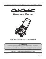 Cub Cadet 1X 221 LHP Operator'S Manual preview