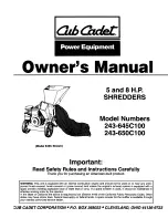 Предварительный просмотр 1 страницы Cub Cadet 243-645C100 Owner'S Manual