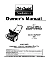 Предварительный просмотр 1 страницы Cub Cadet 321 Owner'S Manual