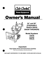 Preview for 1 page of Cub Cadet 724TE Owner'S Manual