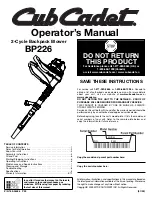 Cub Cadet BP226 Operator'S Manual preview