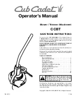 Preview for 1 page of Cub Cadet CCBT Operator'S Manual