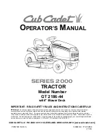 Предварительный просмотр 1 страницы Cub Cadet GT 2186-44 Operator'S Manual