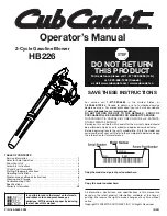 Cub Cadet HB226 Operator'S Manual preview