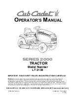 Предварительный просмотр 1 страницы Cub Cadet LT 2138 Operator'S Manual