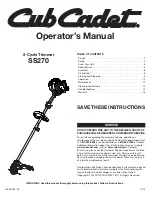 Preview for 1 page of Cub Cadet SS270 Operator'S Manual