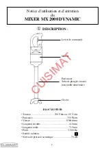 Preview for 2 page of CUISIMAT 551.091 User And Maintenance Manual