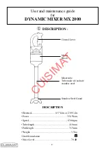 Preview for 9 page of CUISIMAT 551.091 User And Maintenance Manual