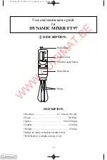 Preview for 10 page of CUISIMAT Dynamic FT 97 User And Maintenance Manual