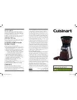 Preview for 1 page of Cuisinart 10ce113938 Owner'S Manual