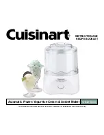 Cuisinart ICE-20 Series Instruction And Recipe Booklet preview