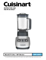 Предварительный просмотр 1 страницы Cuisinart VELOCITY Ultra 1HP Blender SPB-650C Instruction And Recipe Booklet