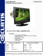 Curtis LCDVD191A Specification Sheet preview