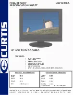 Curtis LCDVD195A Specification Sheet preview