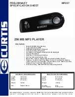 Preview for 1 page of Curtis MP257 Specification Sheet