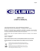 Preview for 1 page of Curtis MPK1041 User Manual