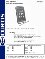 Предварительный просмотр 1 страницы Curtis MPK8858 Preliminary Specification Sheet