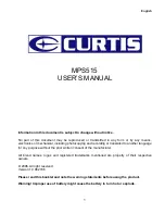 Preview for 1 page of Curtis MPS515 User Manual