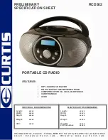 Curtis RCD302 Specification Sheet preview