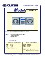 Preview for 1 page of Curtis RCD619 Specification Sheet