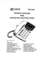 Preview for 1 page of Curtis TID 876 Owner'S Manual And Operating Instructions