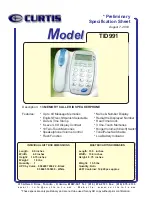 Curtis TID911 Specification Sheet preview