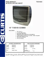 Preview for 1 page of Curtis TVD1400 Specification Sheet