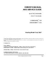 Preview for 3 page of Cushman 2007 COMMANDER 2100 Owner'S Manual And Service Manual