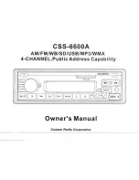 Preview for 1 page of Custom Radio CSS-6600A Owner'S Manual