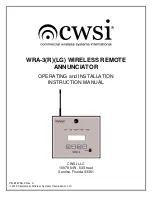 Preview for 1 page of CWSI WRA-3 Operating And Installation Instruction Manual