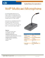 CyberData VoIP Multicast Microphone Specification Sheet предпросмотр