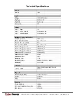 Предварительный просмотр 2 страницы CyberPower 1080 Specification Sheet